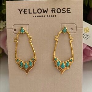 NWT Kendra Scott Yellow Rose Montana Statement Earrings in gold turquoise